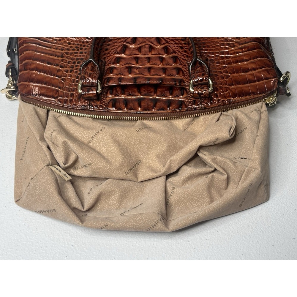 Brahmin Duxbury Satchel Pecan Melbourne Handbag Purse With Strap - Picture 15 of 16